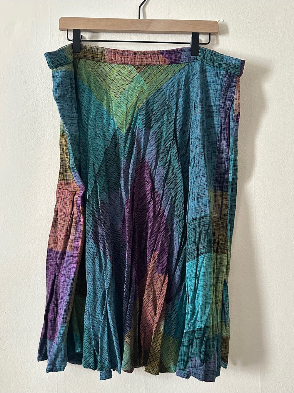 Vintage Nino Wong Boho Patchwork Midi Skirt Multicolor Fairycore